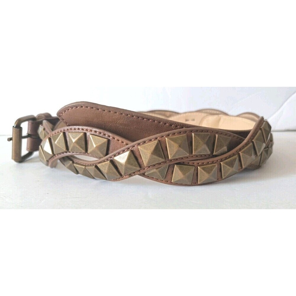 Women's Double Studded Belt Size XL Brown Twisted Straps Western Boho Unbranded
